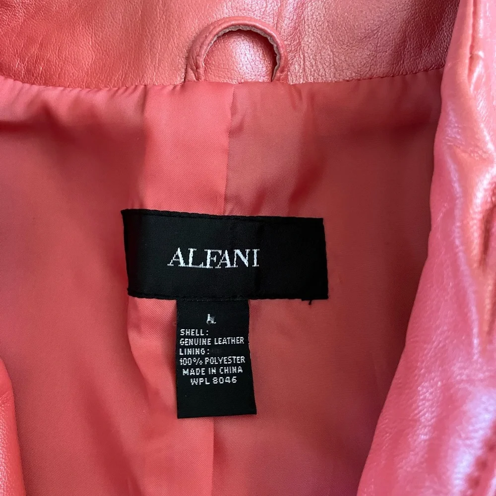 Alfani Genuine Leather Fully Lined Zip Front Jacket in Shimmery Peach Size Large - Picture 7 of 9